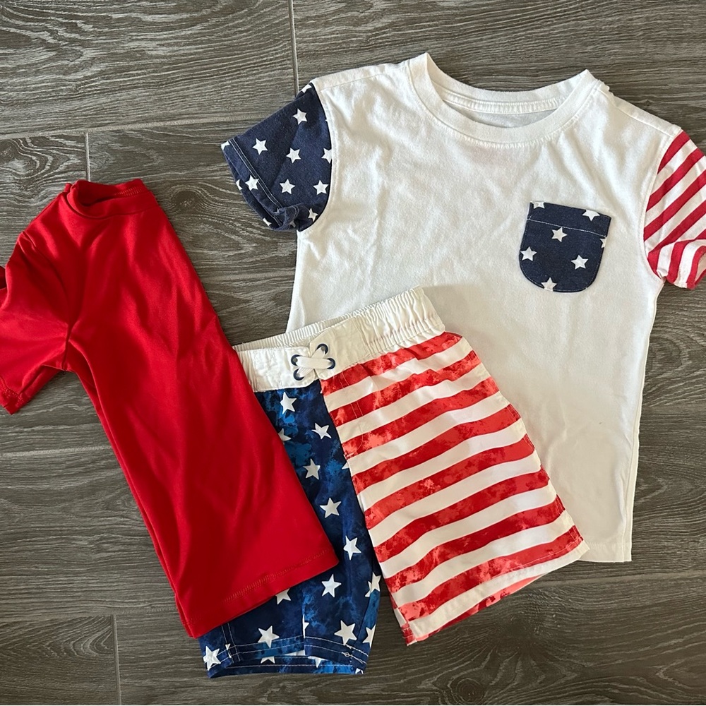 Patriotic Star and Stripe Kids Swim Set